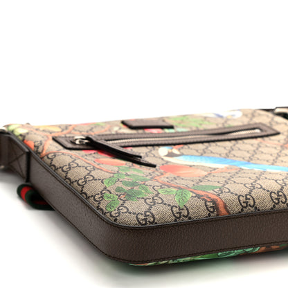 Gucci GG Supreme Monogram Tian Web Medium Flat Messenger Beige Multicolor New Acero 9 of 10