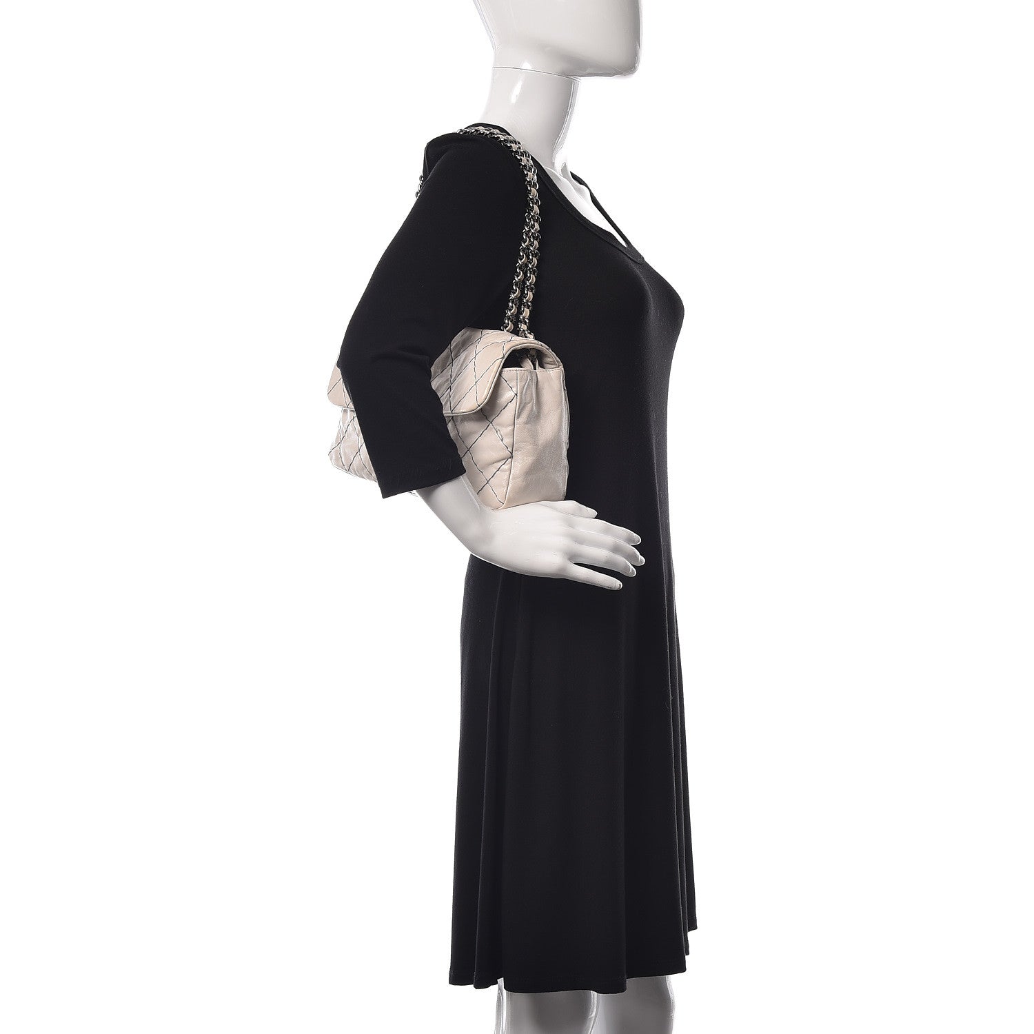 Chanel Glazed Goatskin Double Stitch Flap Ivory 2 of 11