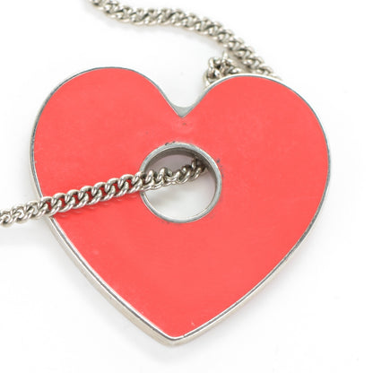 Chanel Enamel Heart CC Charm Necklace Silver 5 of 5