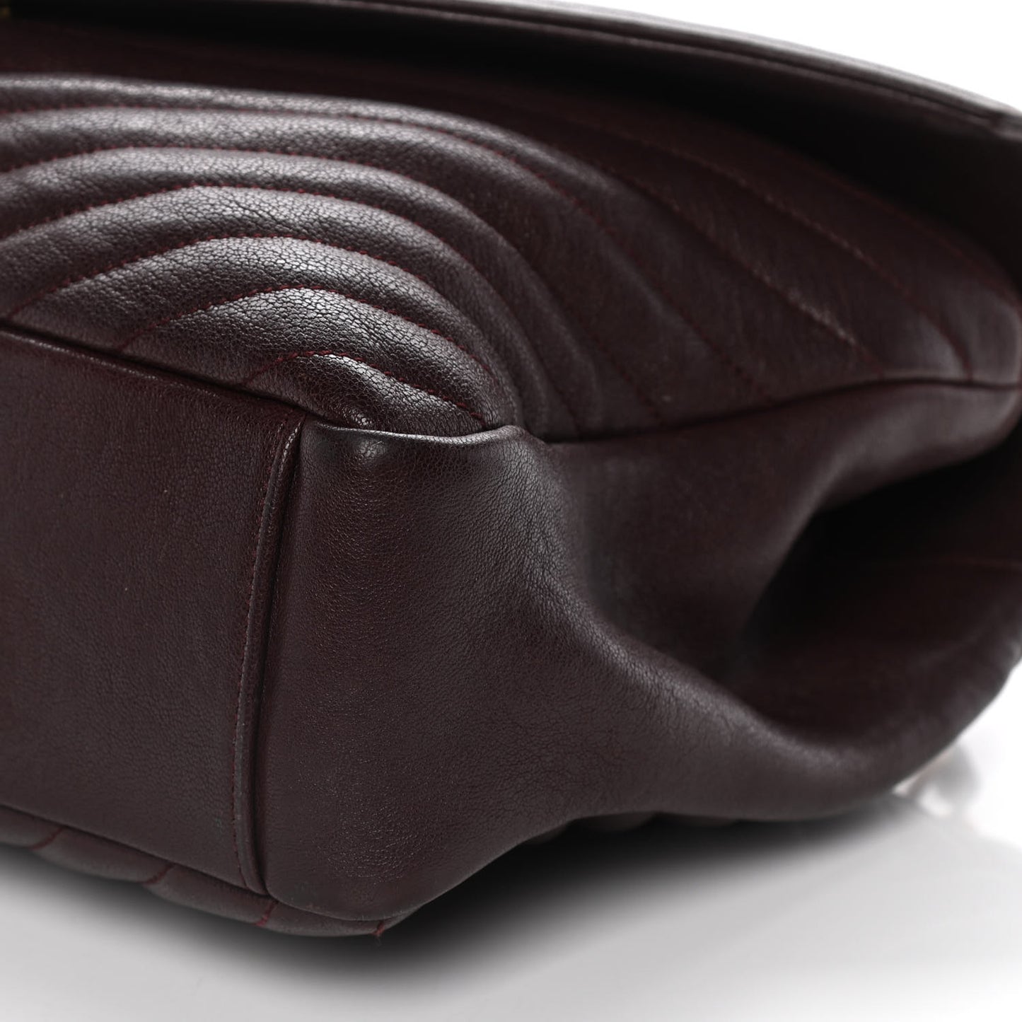 Sheepskin Matelasse Chevron Monogram Large College Satchel Bordeaux