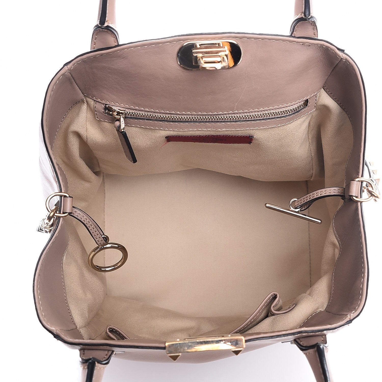 Valentino Garavani Calfskin Rockstud New Dome Bucket Tote Poudre 6 of 9