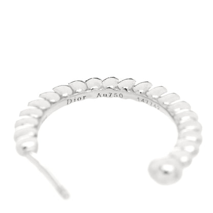 Christian Dior 18K White Gold Diamond Rose Des Vents Pave Hoop Earrings 4 of 4