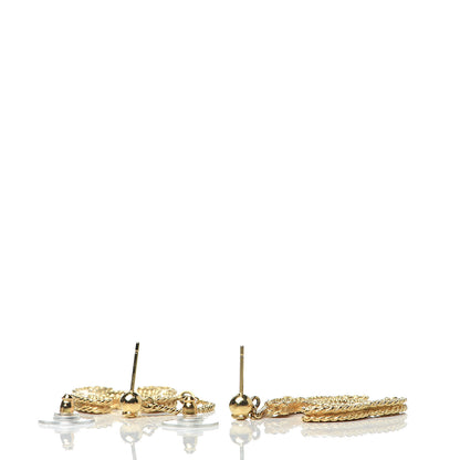 Chanel CC Drop Earrings Matte Gold 3 of 4