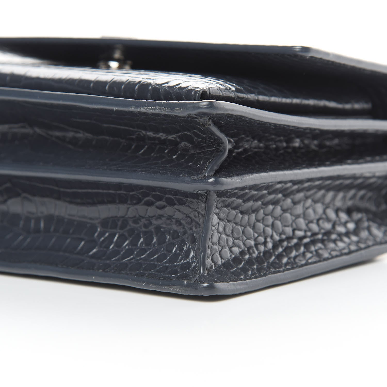 Saint Laurent Calfskin Crocodile Embossed Medium Monogram Sunset New Graphite 10 of 11