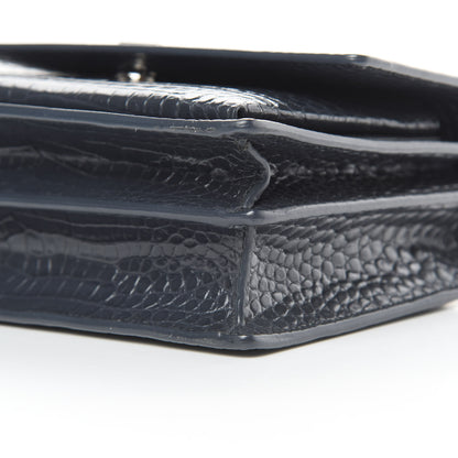 Saint Laurent Calfskin Crocodile Embossed Medium Monogram Sunset New Graphite 10 of 11