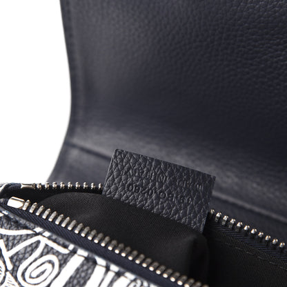 Christian Dior X SHAWN STUSSY Grained Calfskin Printed Mens Saddle Bag Navy Blue 9 of 9