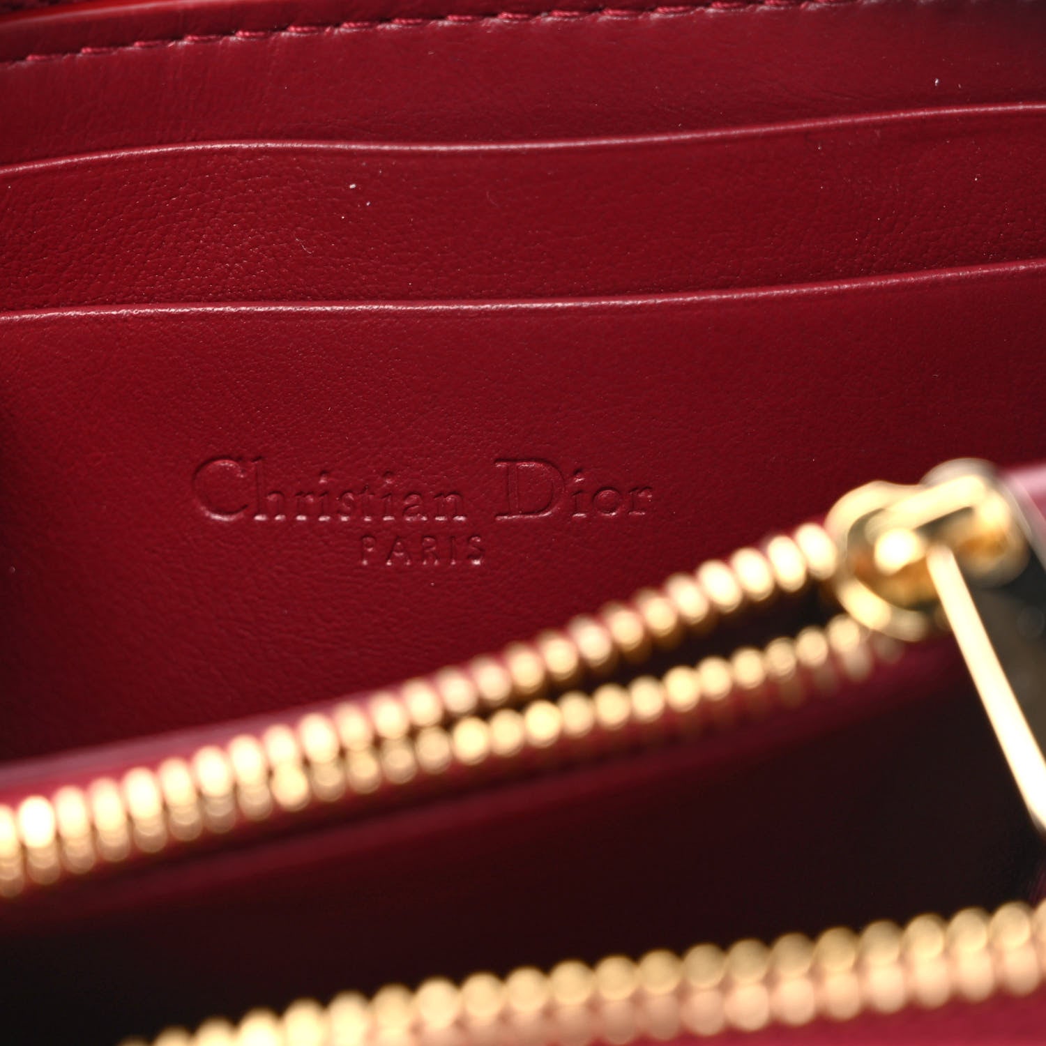 Christian Dior Patent Cannage Small Lady Dior Voyageur Coin Purse Cherry Red 6 of 7