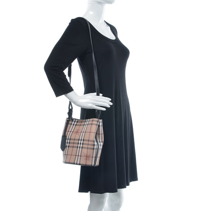Burberry Haymarket Check Colours Small Lorne Bucket Crossbody Black 2 of 7