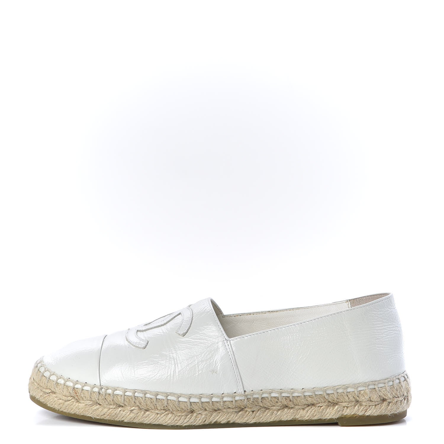 Chanel Distressed Patent CC Espadrilles 39 White 1 of 10