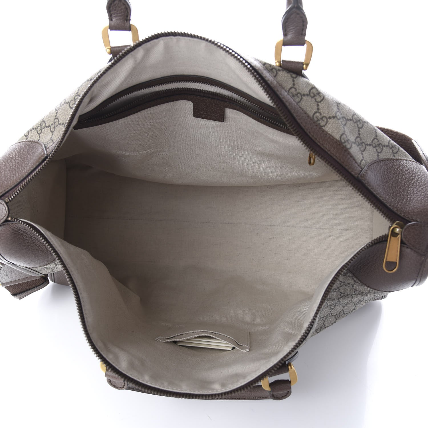 Gucci Soft GG Supreme Monogram Textured Dollar Calfskin Web Large Ophidia Carry-On Duffle Bag Beige Ebony New Acero 4 of 8