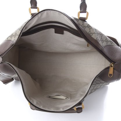 Gucci Soft GG Supreme Monogram Textured Dollar Calfskin Web Large Ophidia Carry-On Duffle Bag Beige Ebony New Acero 4 of 8