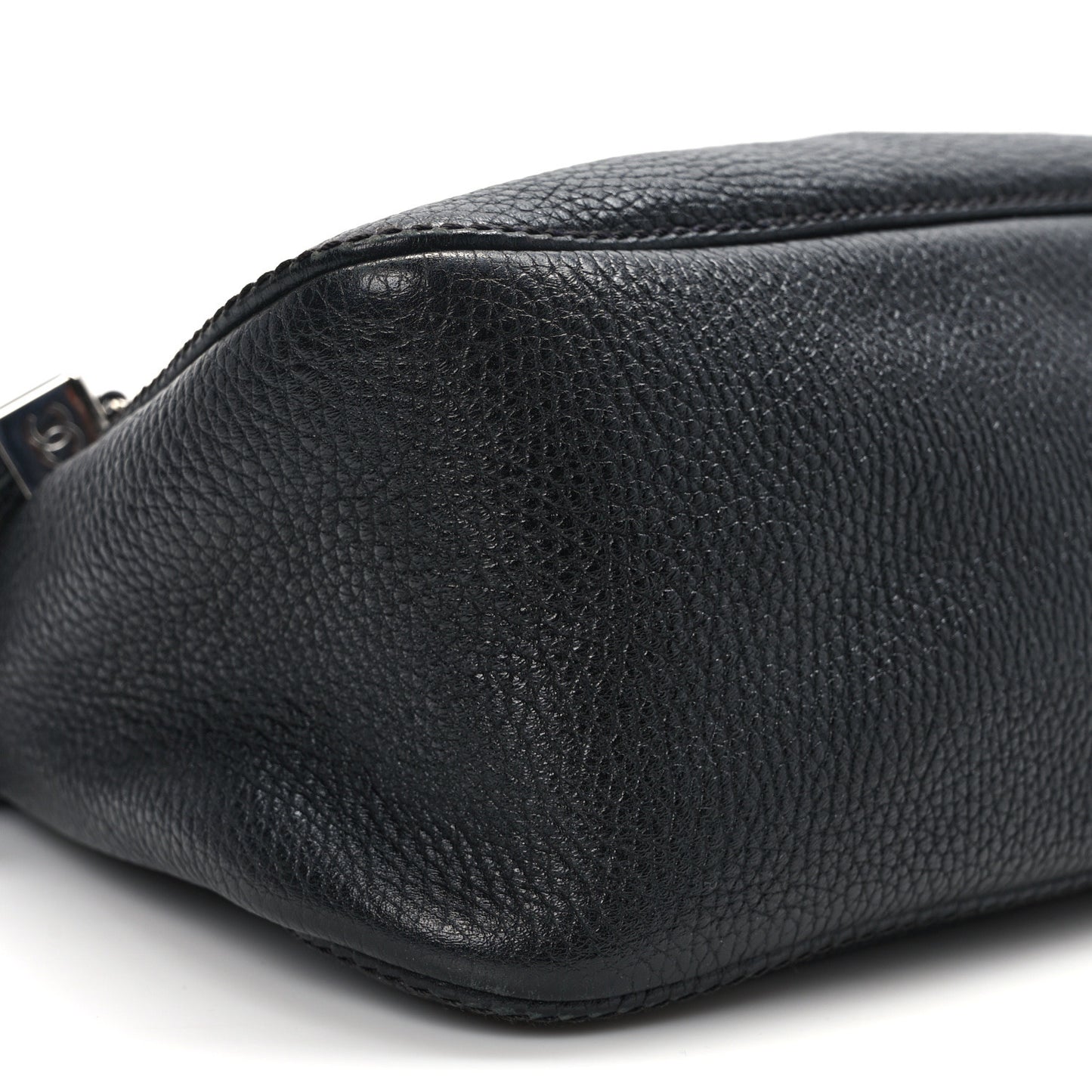 Grained Calfskin Tassel Shoulder Bag Black