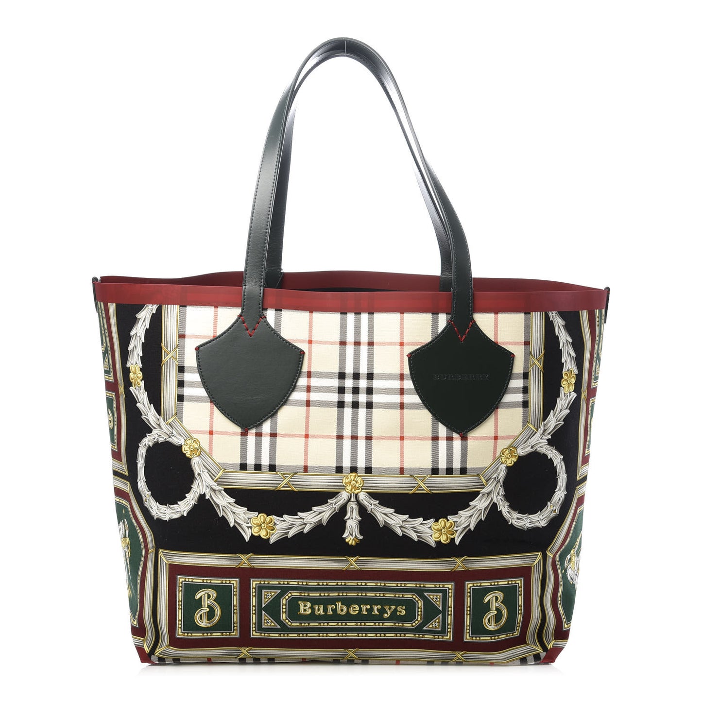 Canvas House Check The Giant Reversible Tote Dark Forest Green Burgundy