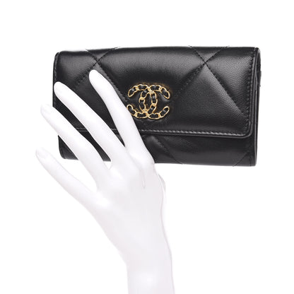 Chanel Goatskin Quilted 19 Flap Wallet Black 2 of 9