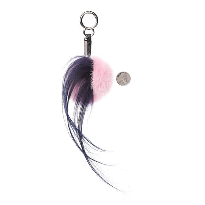 Fendi Mink Goat Fur QuTweet Bag Bug Charm Marshmallow Black 2 of 3