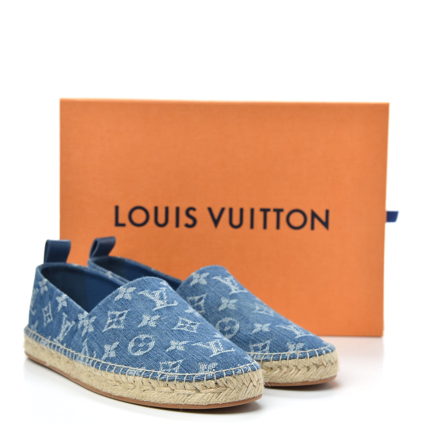 Monogram Denim Starboard Espadrille Flats 37.5 Blue