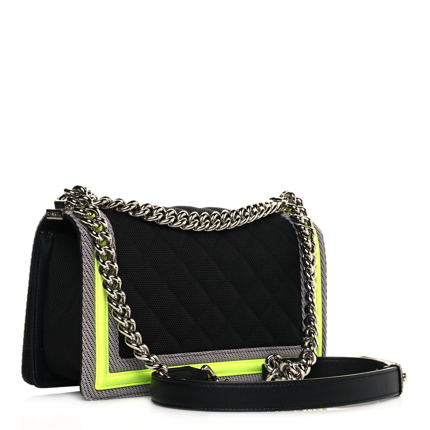 Canvas Quilted Medium Fluo Boy Flap Black Grey Yellow