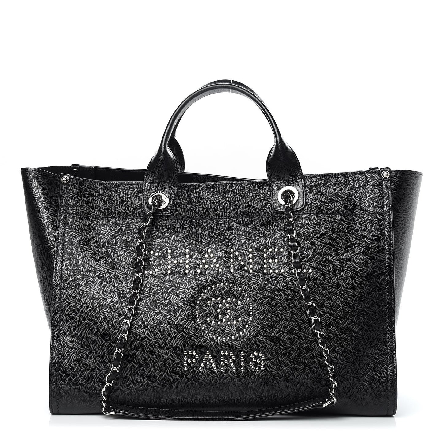 Caviar Large Studded Deauville Tote Black