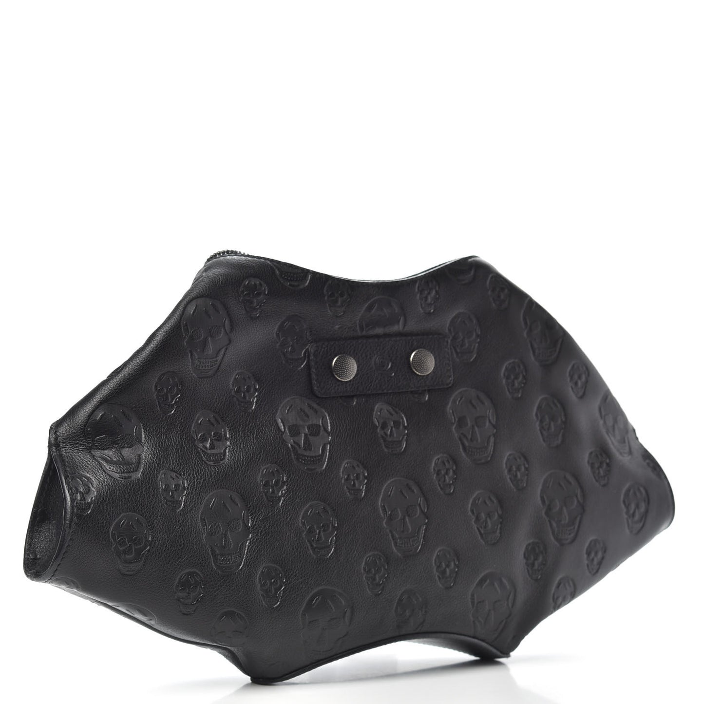 Calfskin Skull Embossed De Manta Clutch Black