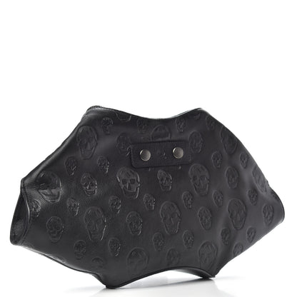 Alexander McQueen Calfskin Skull Embossed De Manta Clutch Black 3 of 12