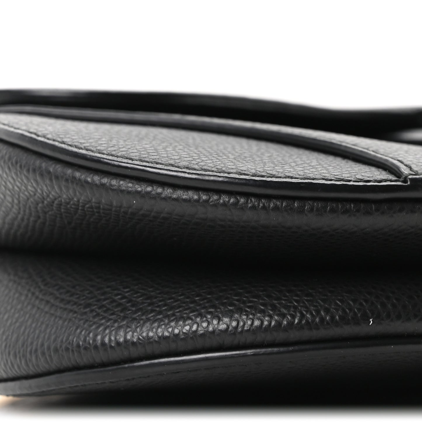 Grained Calfskin Mini Saddle Bag Black