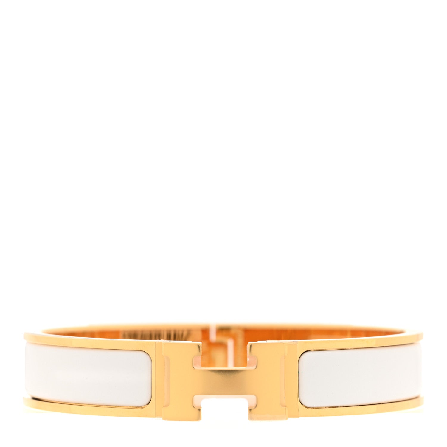 Hermes Enamel Narrow Clic Clac H Bracelet GM White 1 of 5
