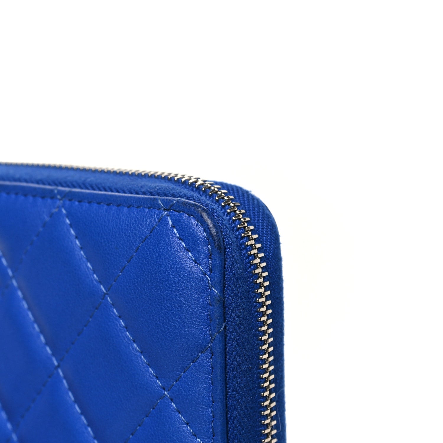 Chanel Lambskin Quilted Medium Zip Around Wallet Blue 11 of 12