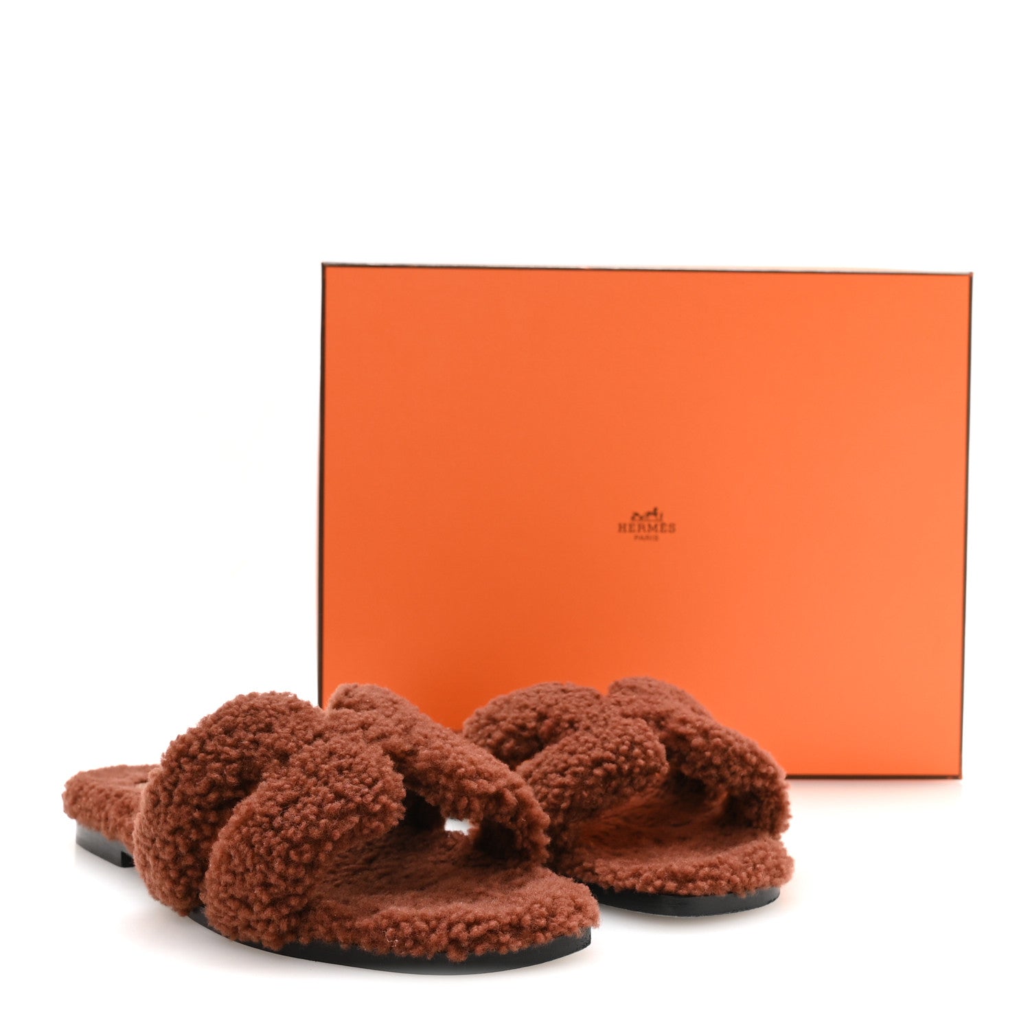 Hermes Woolskin Oran Sandals 36 Cognac 8 of 8