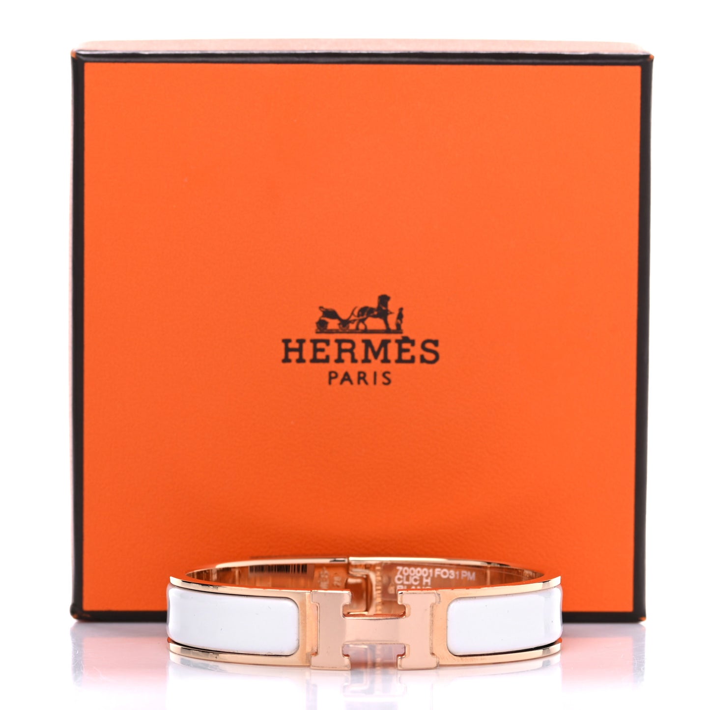 Enamel Narrow Clic Clac H Bracelet PM White