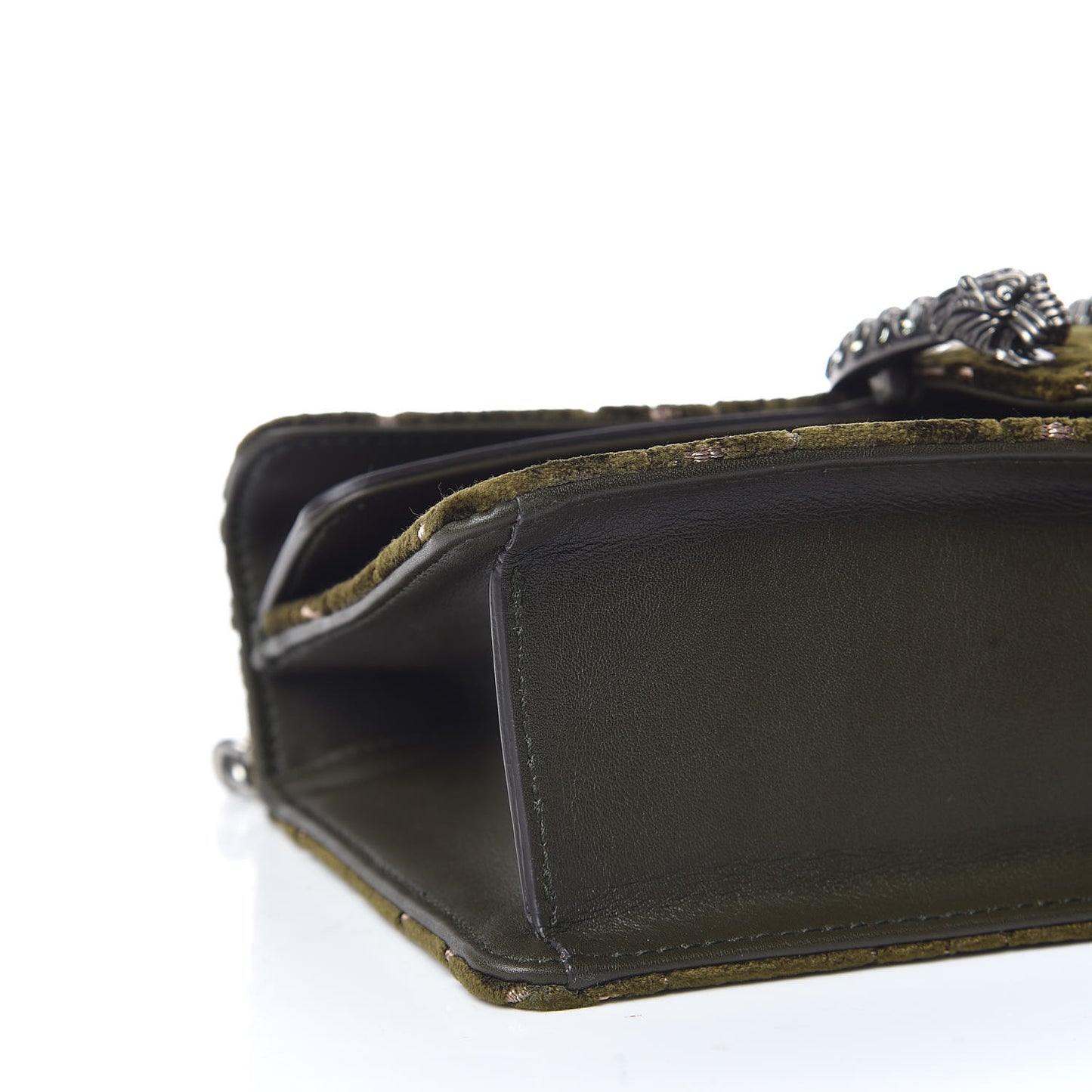 Velvet Moon Calfskin Crystal GG Monogram Small Dionysus Shoulder Bag Dark Olive Rose Gold