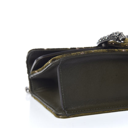 Gucci Velvet Moon Calfskin Crystal GG Monogram Small Dionysus Shoulder Bag Dark Olive Rose Gold 8 of 10