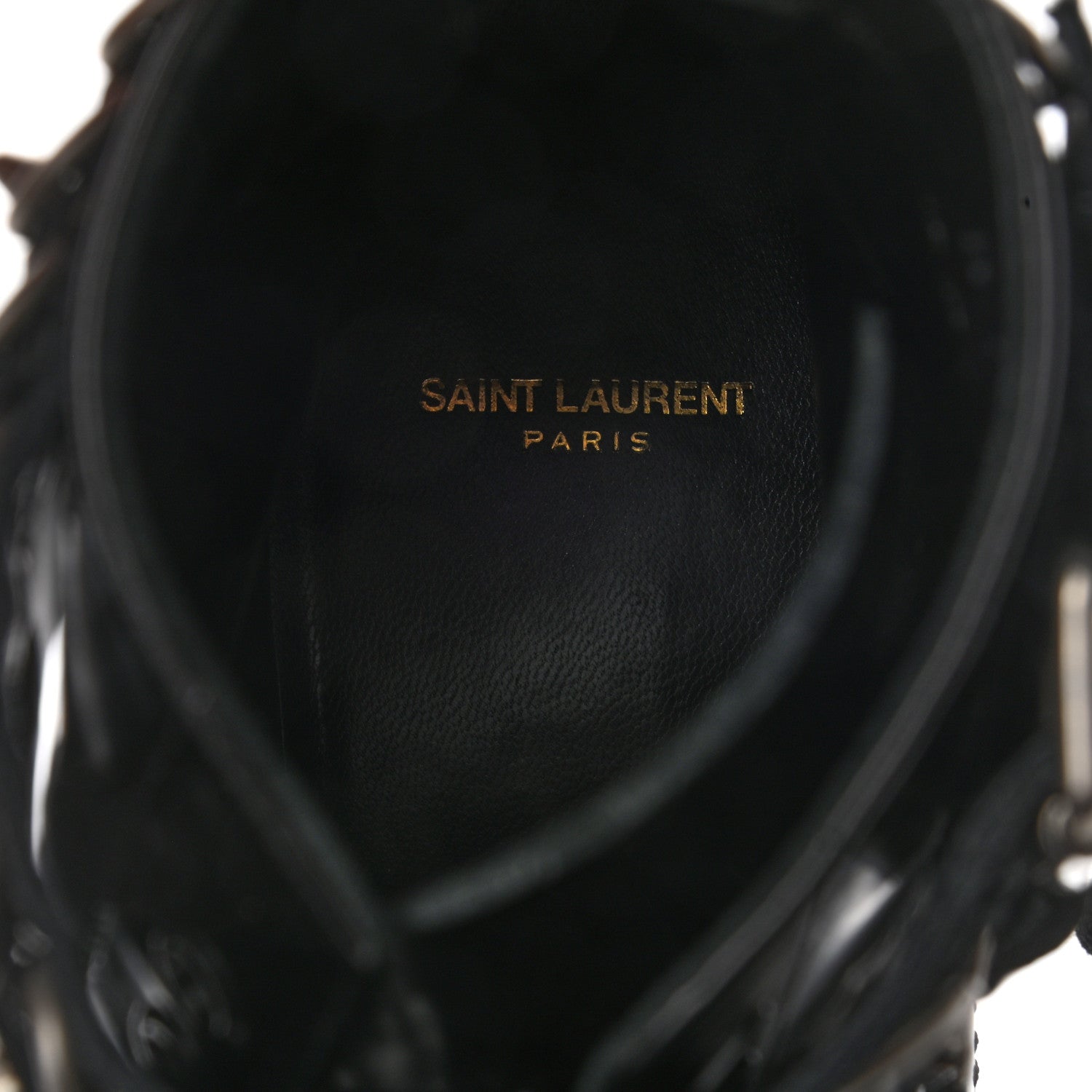 Saint Laurent Smooth Calfskin Studded Womens Lace-Up Combat Boots 38 Black 8 of 9