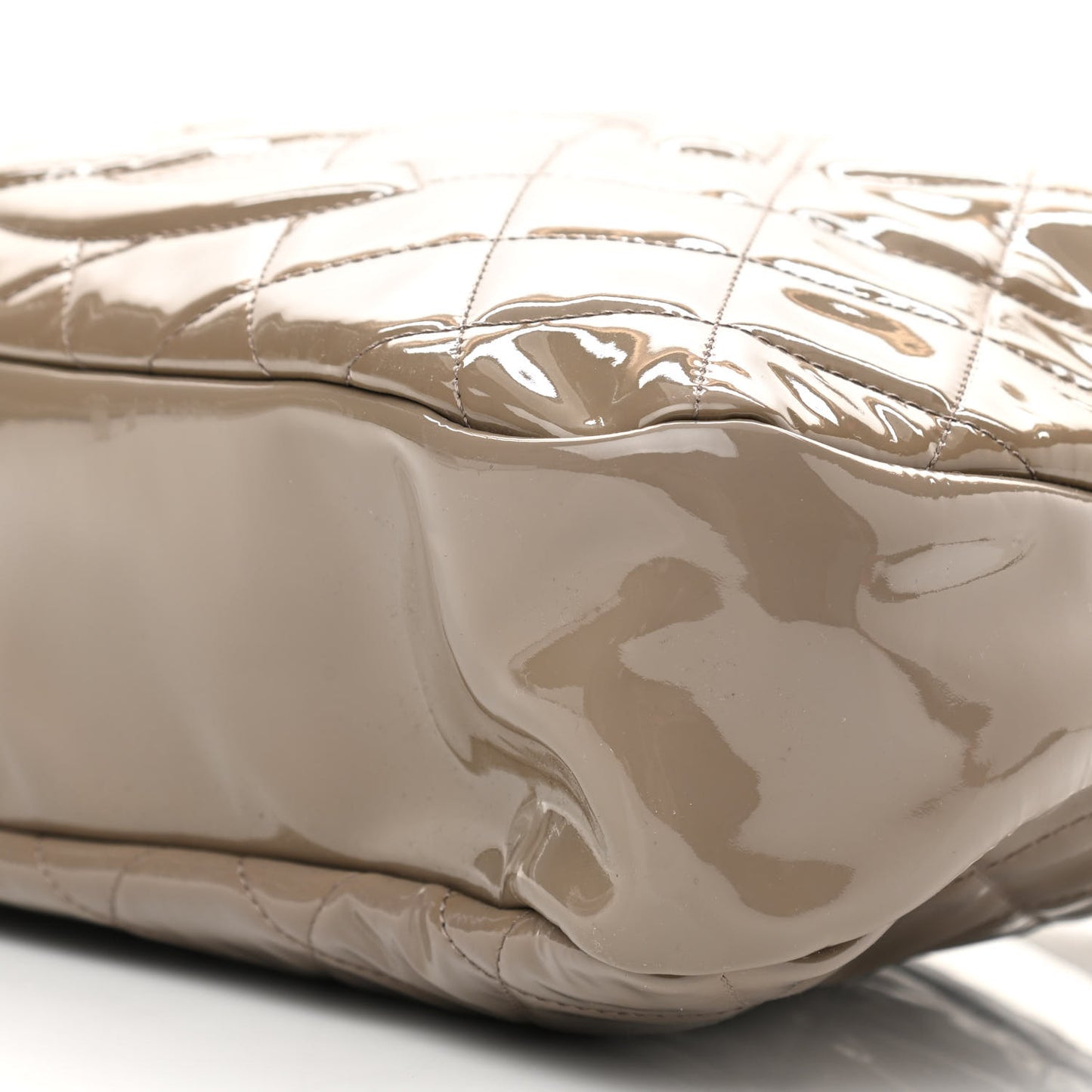 Patent Quilted Timeless CC Soft Tote Beige