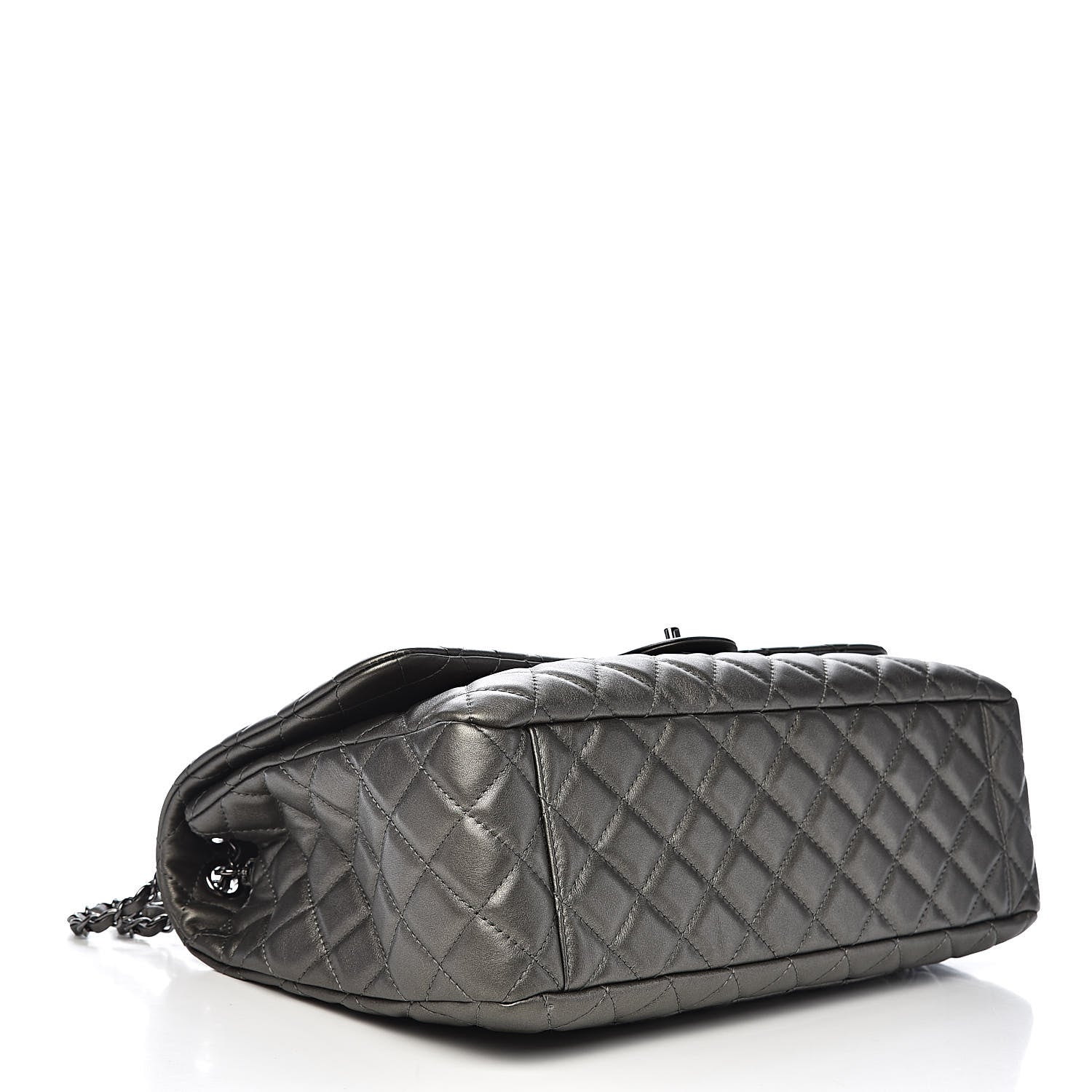 Chanel Metallic Calfskin Quilted Small XXL Travel Flap Bag Dark Silver 4 of 10