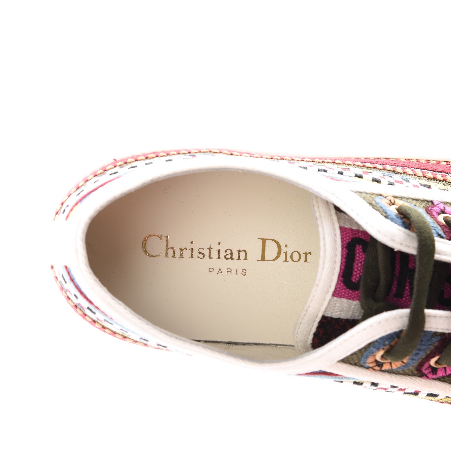 Christian Dior Canvas Ethnic Embroidered Womens Walk'N'Dior Low Top Sneakers 38.5 Fuchsia 7 of 10
