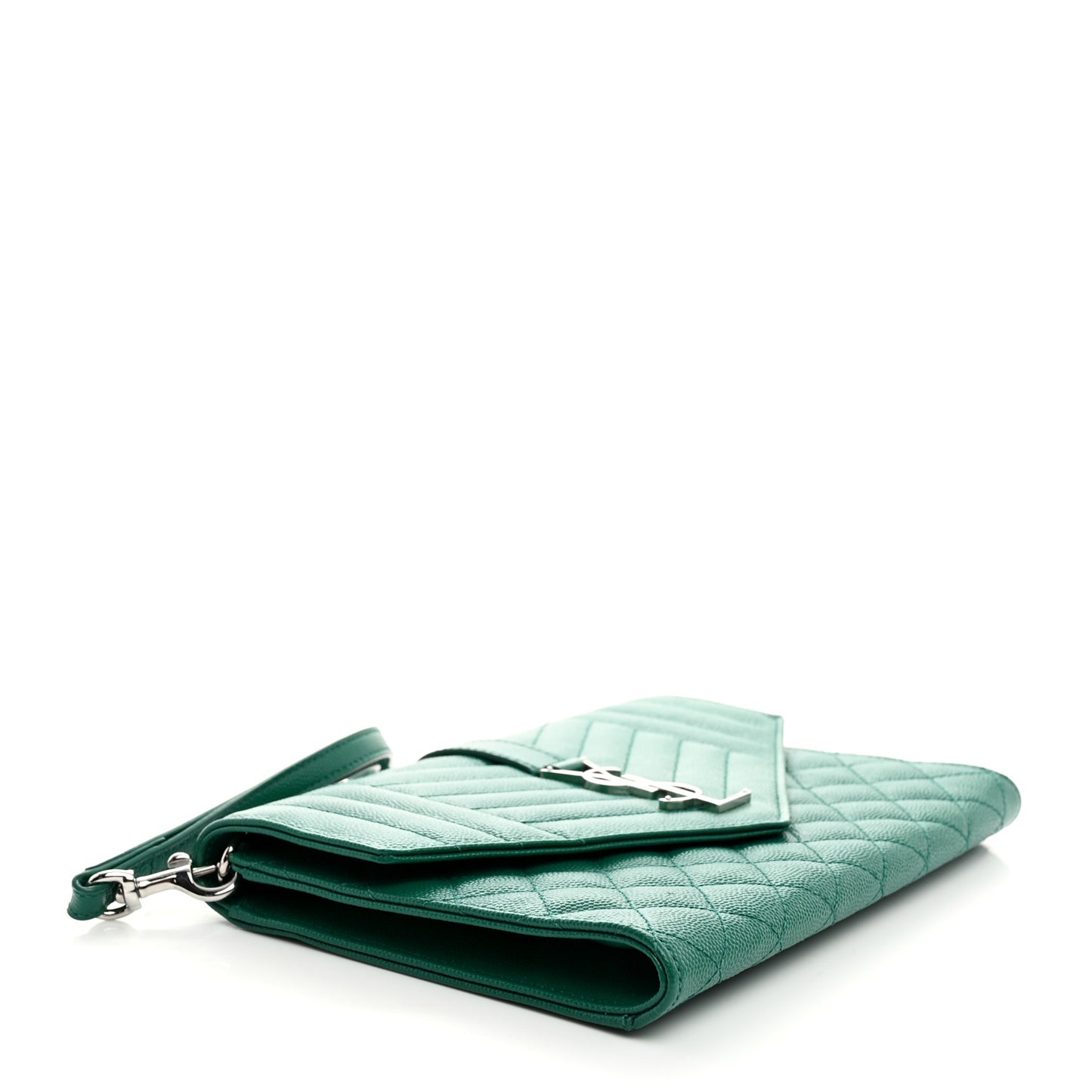 Grain De Poudre Textured Mixed Matelasse Triquilt Monogram Clutch Green Field