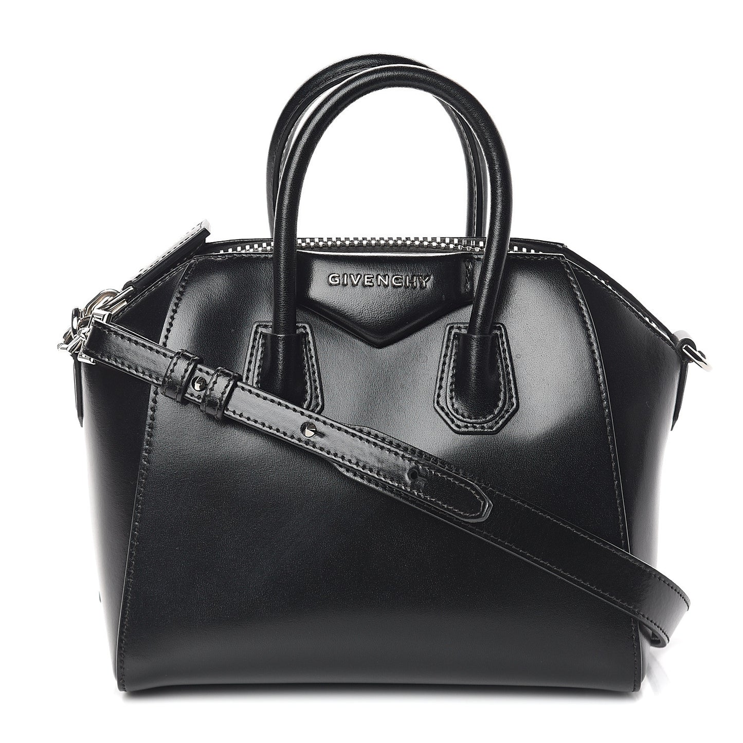 Shiny Lord Calfskin Mini Antigona Black
