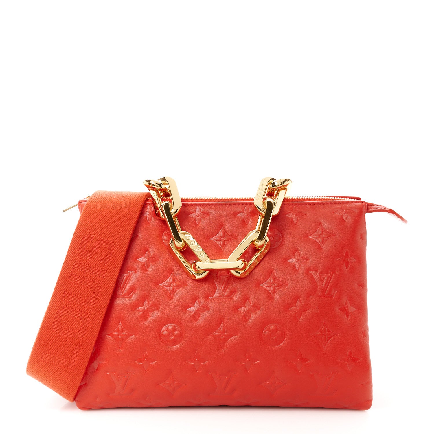 Louis Vuitton Lambskin Embossed Monogram Coussin PM Red 1 of 11