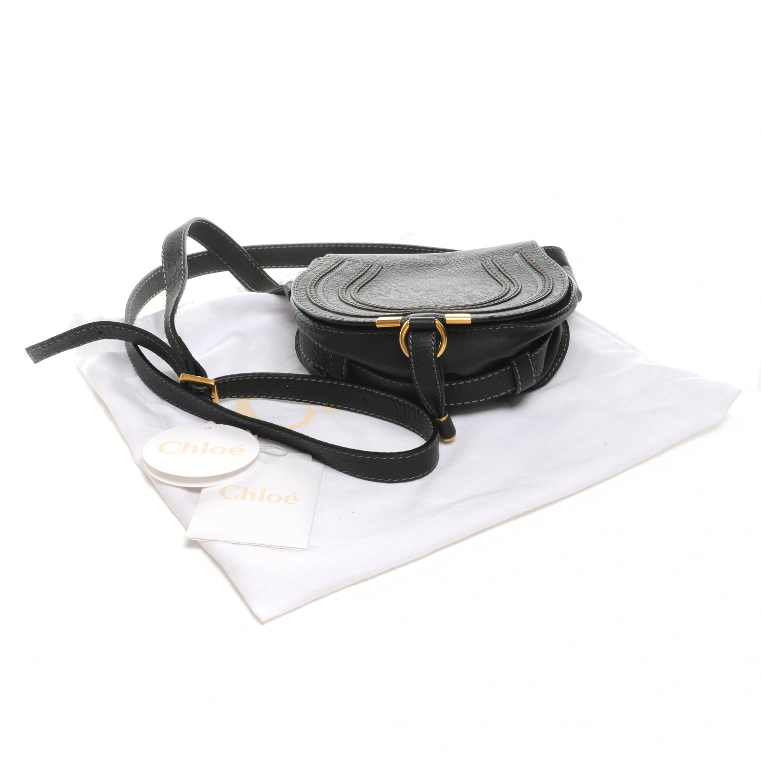 Chloe Leather Marcie Round Crossbody Bag Black 8 of 9