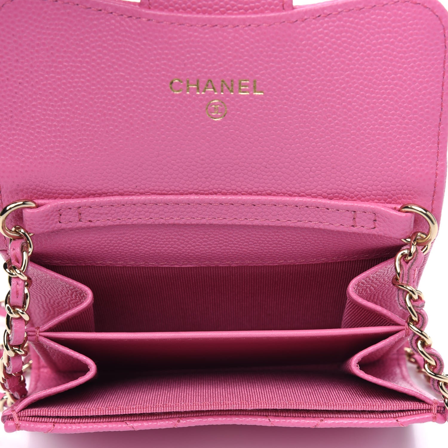 Chanel Caviar Quilted Flap Card Holder On Chain Pink 4 of 5