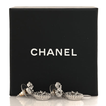 Chanel Crystal CC Bow Drop Earrings Silver 5 of 5
