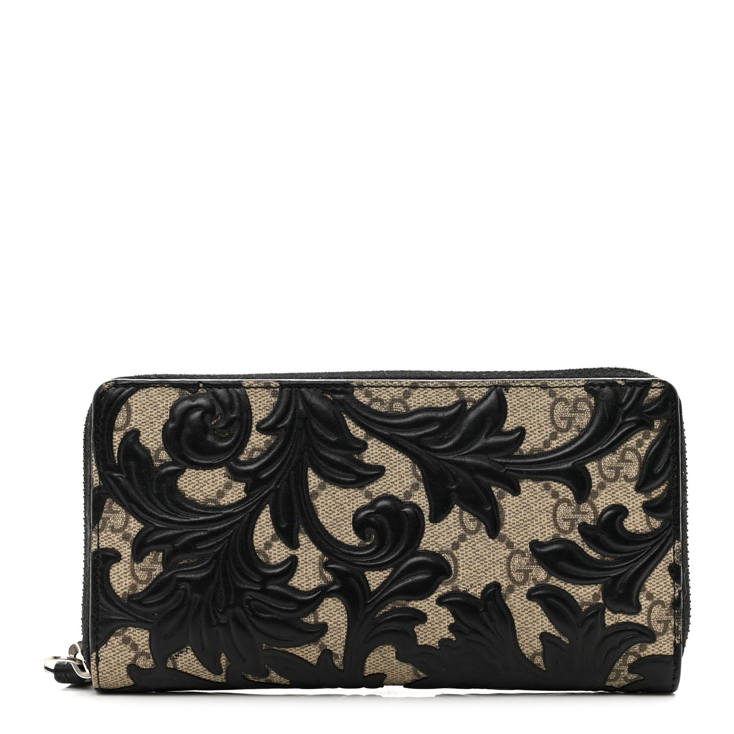 GG Supreme Monogram Arabesque Zip Around Wallet Black