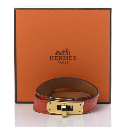 Hermes Epsom Kelly Double Tour Bracelet XS Orange Poppy 6 of 6