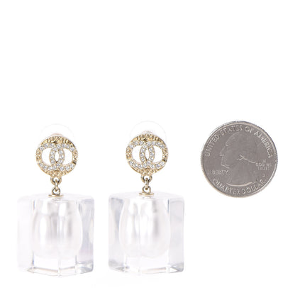 Chanel Crystal Pearl CC Drop Earrings Gold 2 of 4