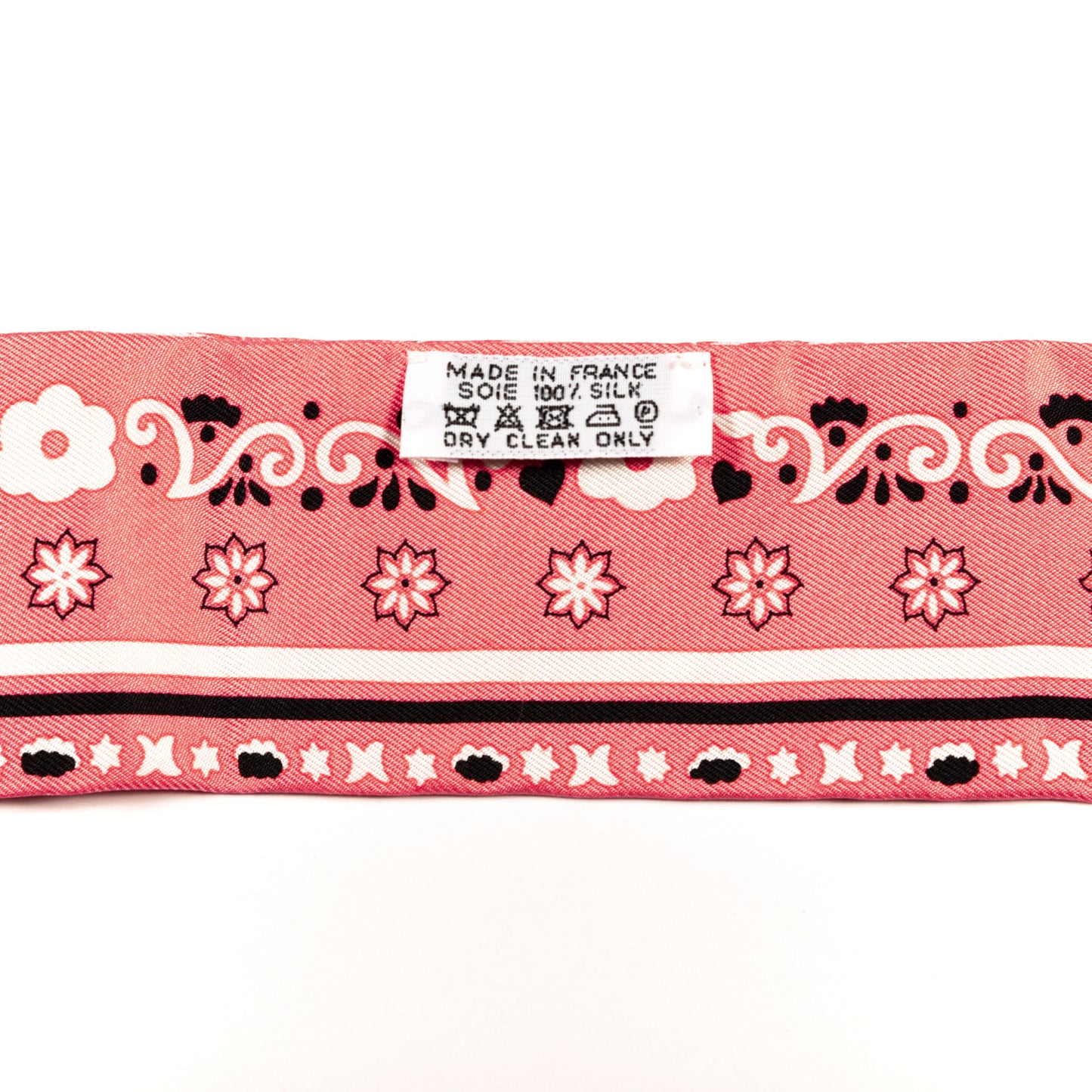 Silk Peuple Du Vent Bandana Twilly Rose Malabar Black White