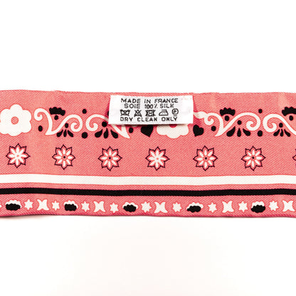 Hermes Silk Peuple Du Vent Bandana Twilly Rose Malabar Black White 4 of 4