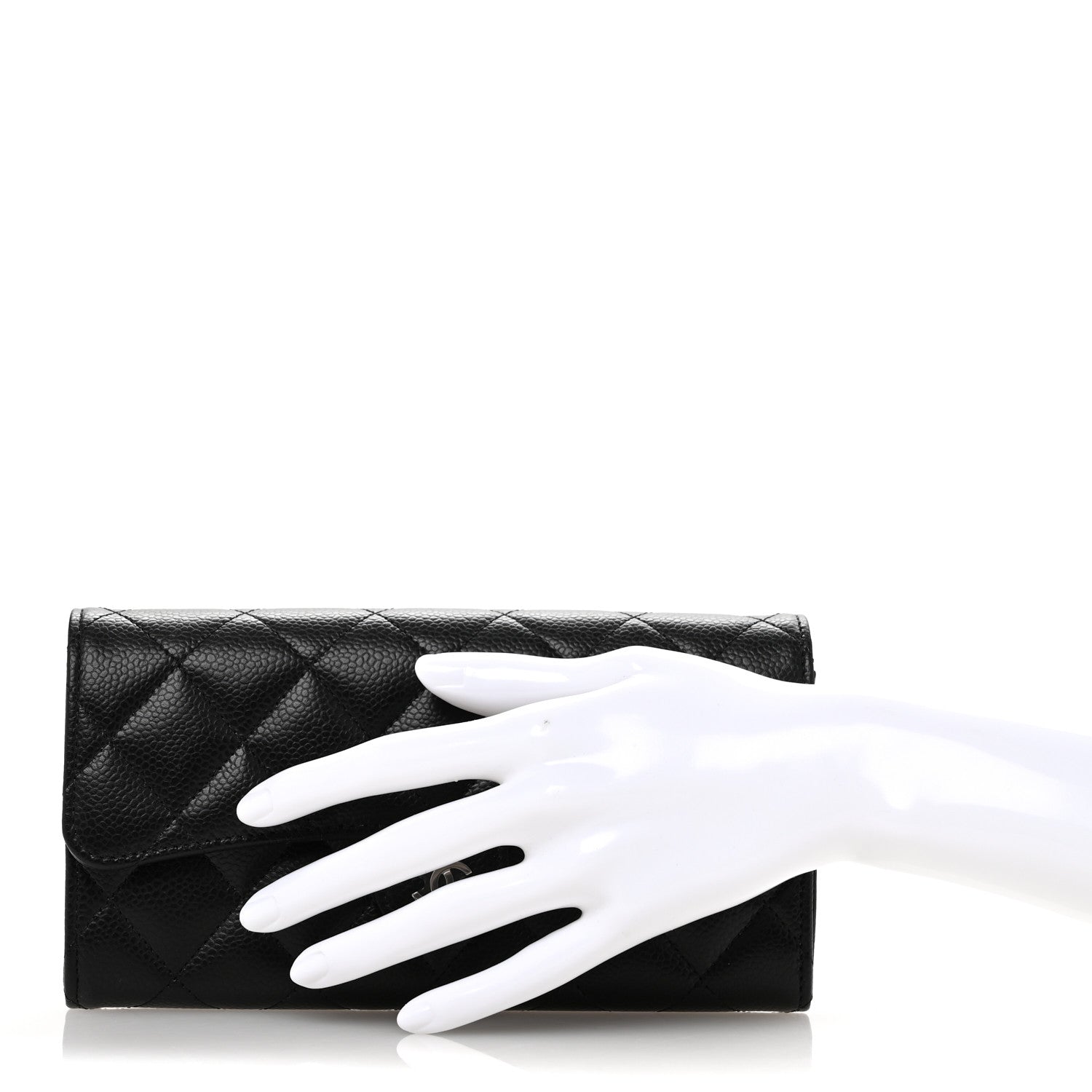 Chanel Caviar Quilted Large Gusset Flap Wallet Black 2 of 9