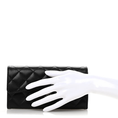 Chanel Caviar Quilted Large Gusset Flap Wallet Black 2 of 9