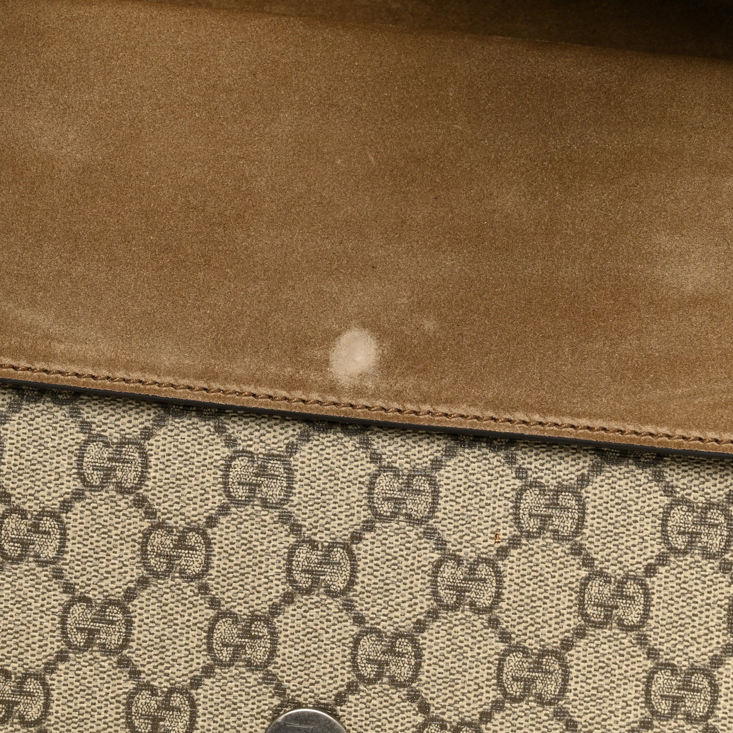 GG Supreme Monogram Suede Dionysus Clutch Beige Taupe