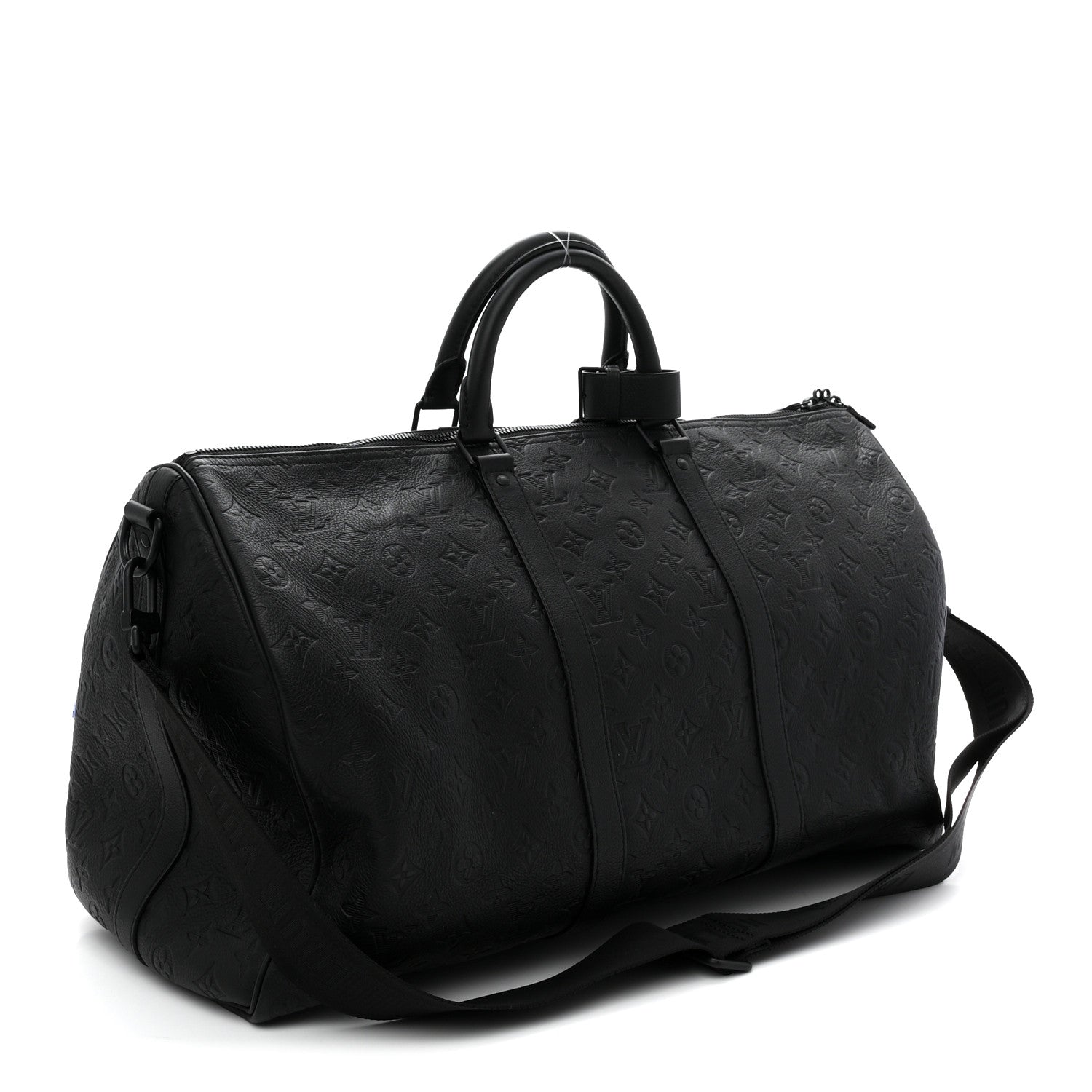 Louis Vuitton Calfskin Shadow Monogram Keepall Bandouliere 50 Black 2 of 8